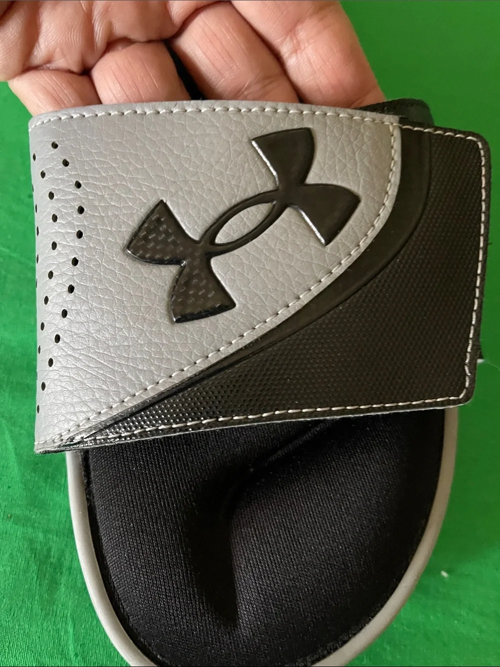 Under Armour Kids Black and Gray Slide Sandals with Logo
